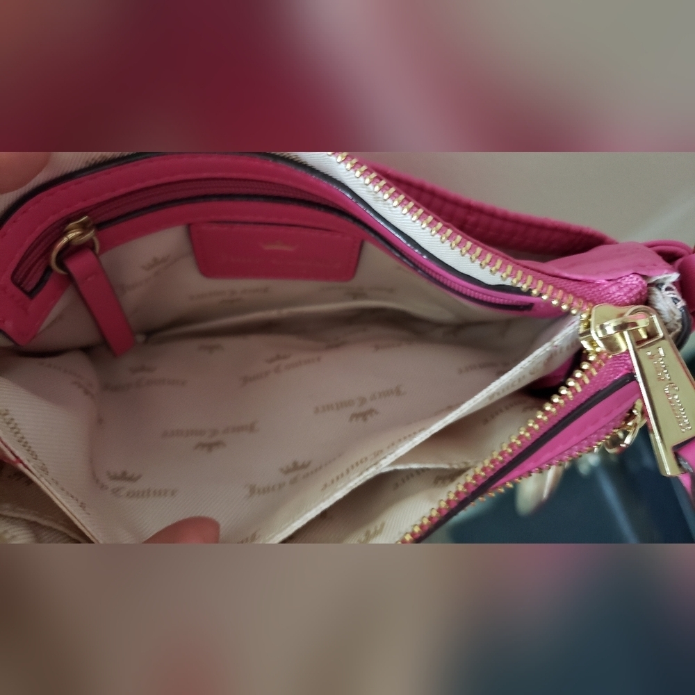 Juicy Couture Crown Quilted Flamingo Pink Clutch Shoulder Crossbody Bag - NWOT - Picture 5 of 11